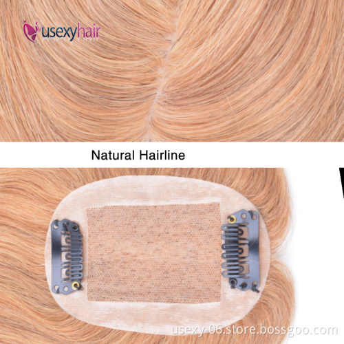 6*9cm Brazilian Hair Topper Cuticle Aligned Virgin Human Hair Topper Silk Base Hair Piece Clip In
